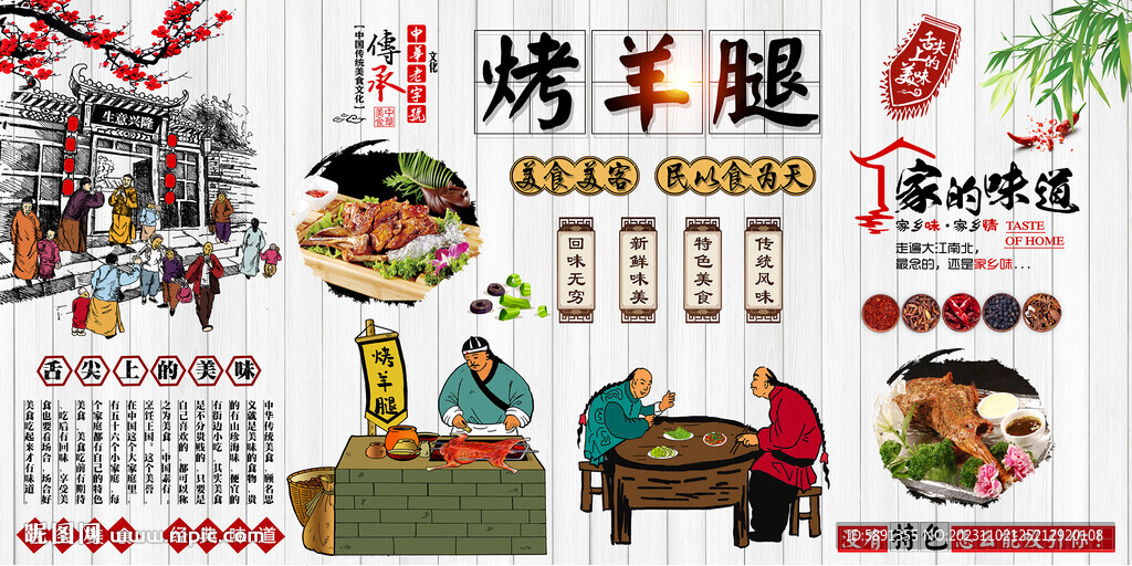 烤羊腿背景墻