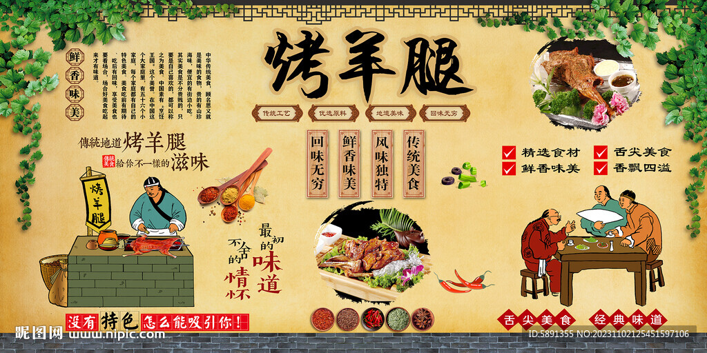 烤羊腿背景墻