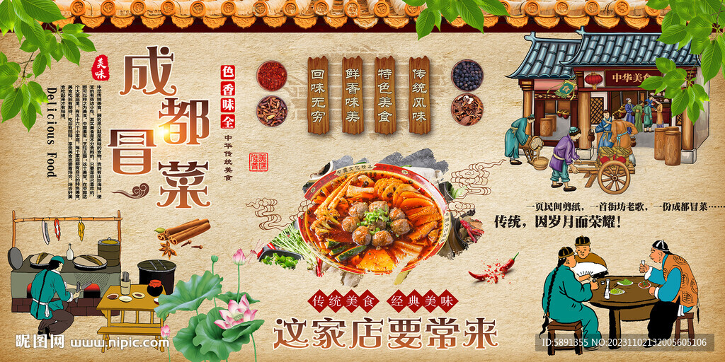 成都冒菜背景墻