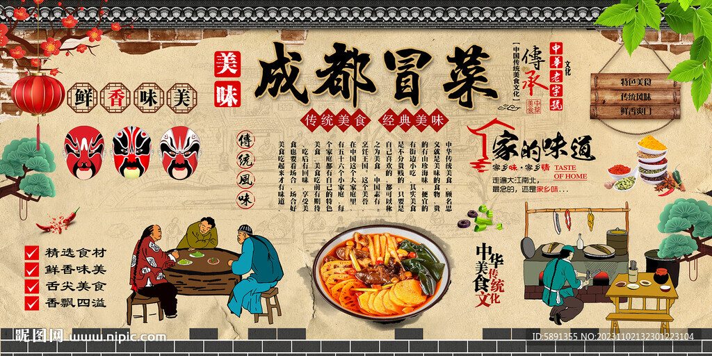 成都冒菜背景墻