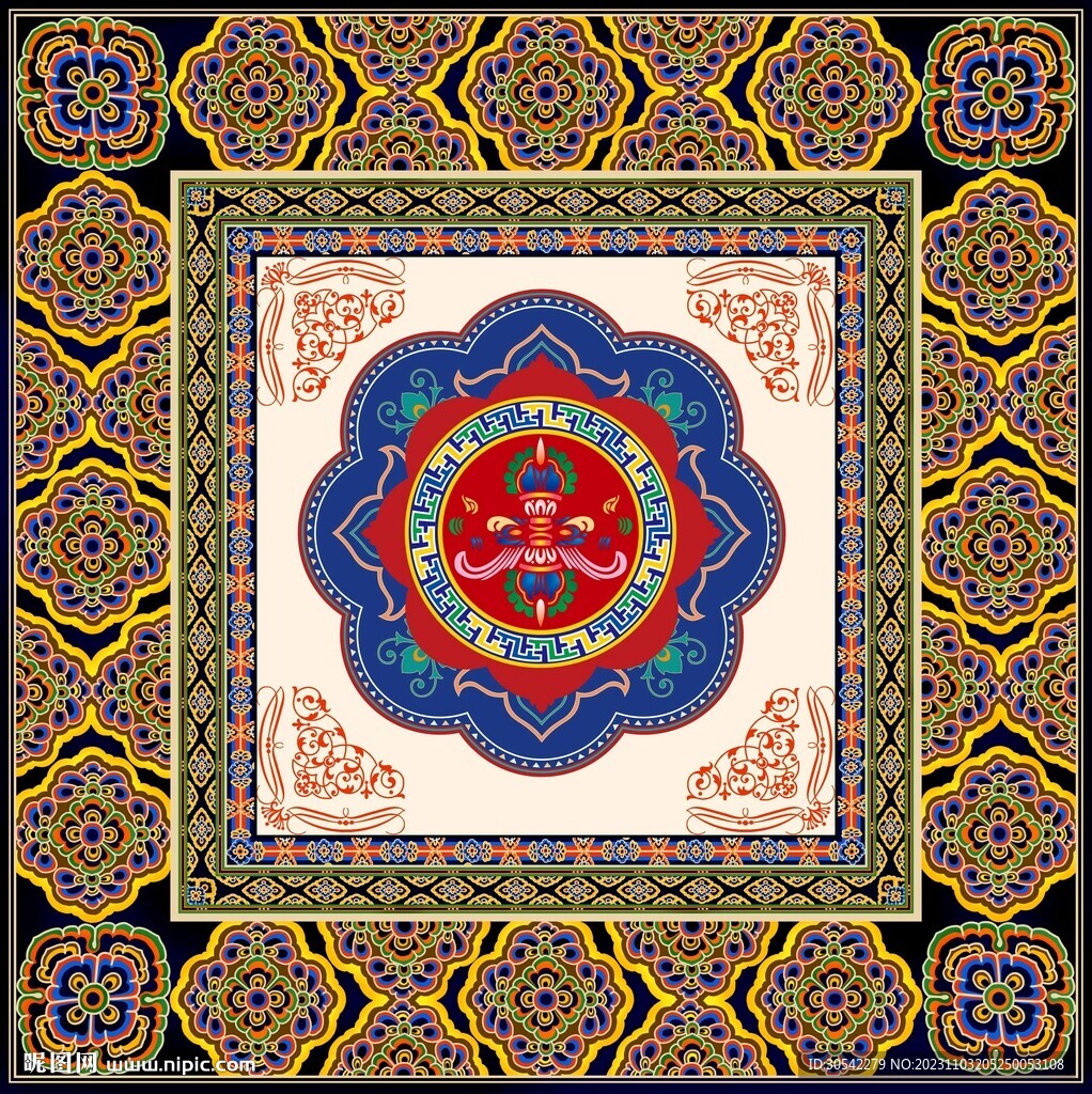 民族风格藏族风格花纹方巾