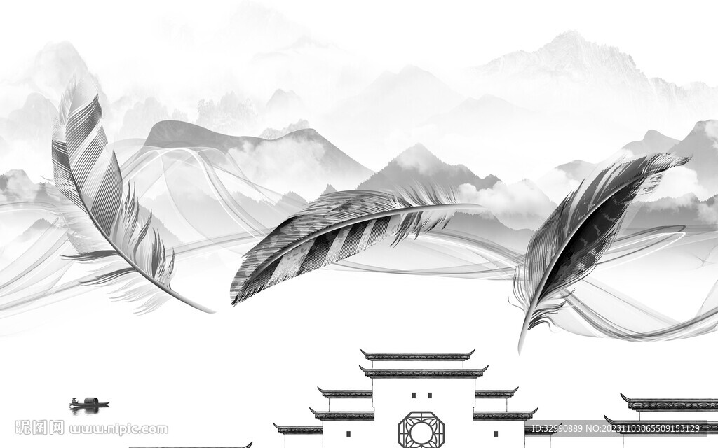 高檔 灰色山水背景 TIF分層