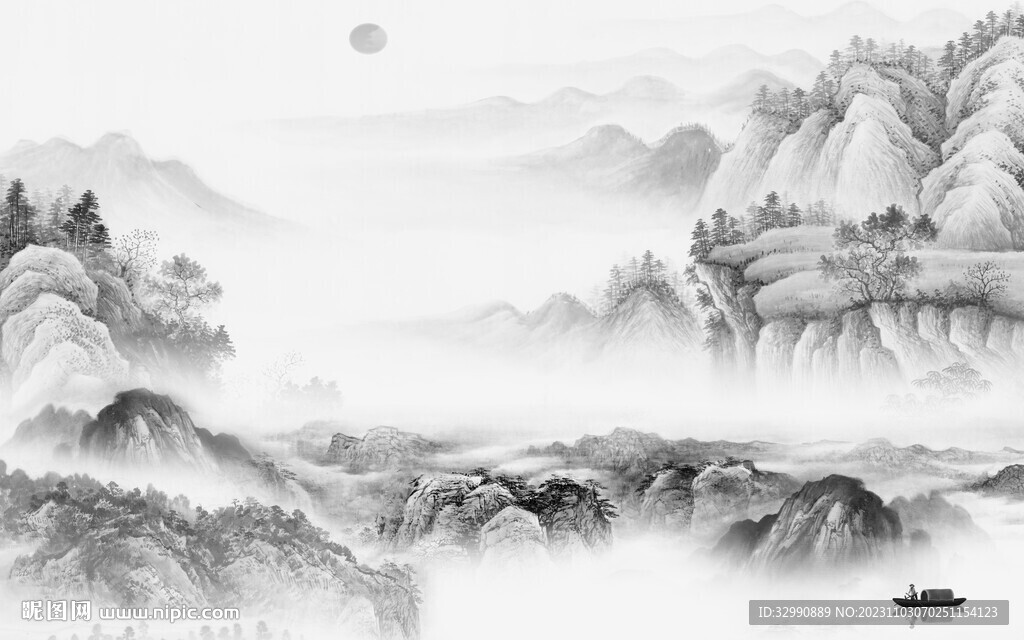 高清 灰色山水背景 TIF分層