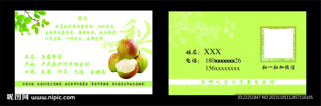 玉露香梨名片 