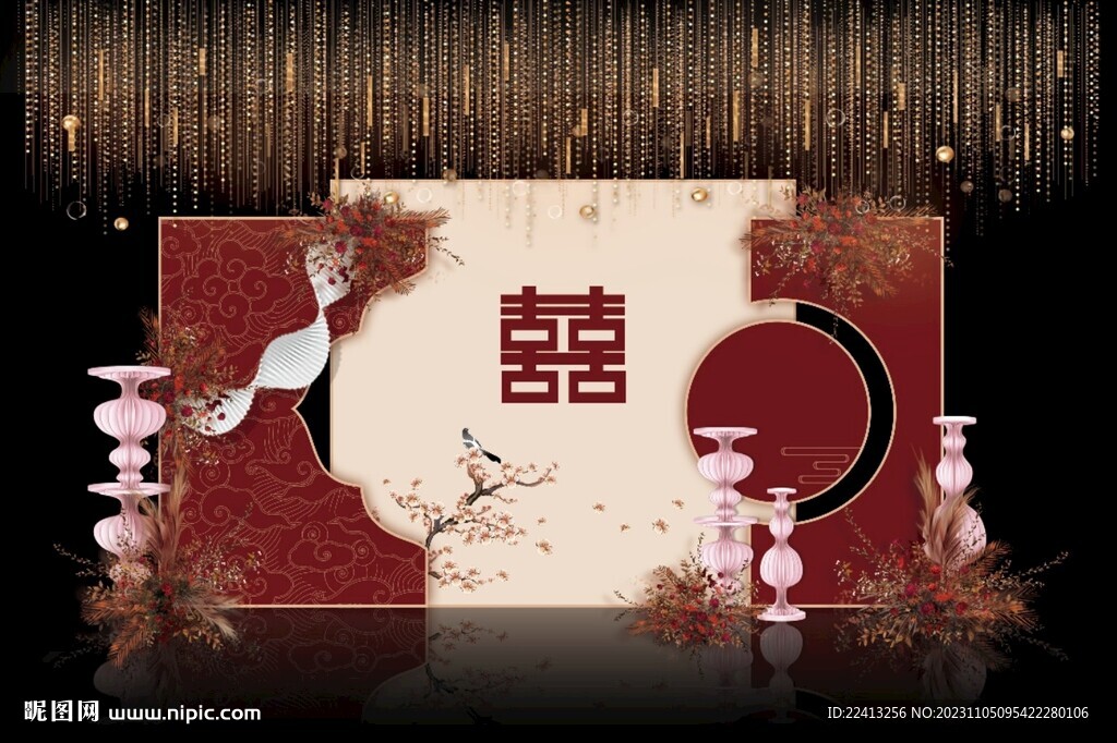 紅色中式婚禮背景