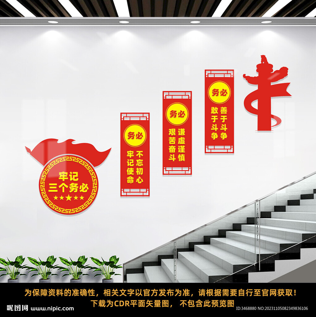 牢記三個務必樓梯文化墻