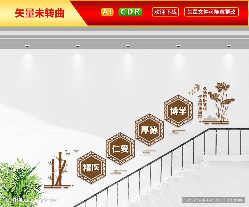 中醫樓梯文化墻