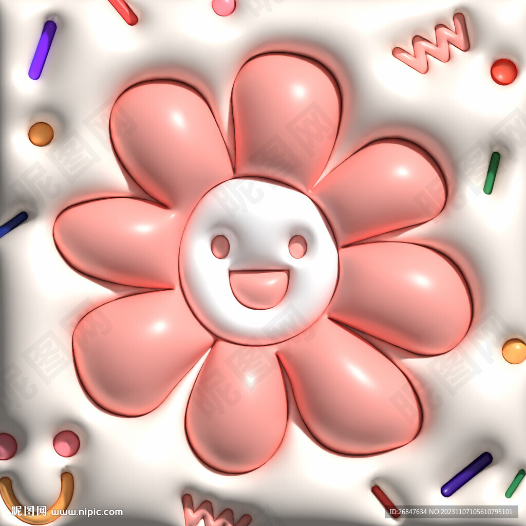 3D卡通花朵膨脹風頭像