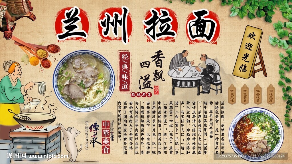 蘭州拉面背景墻