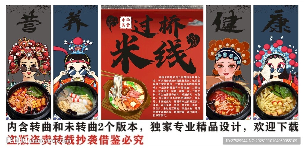 國潮云南過橋米線裝飾畫背景墻