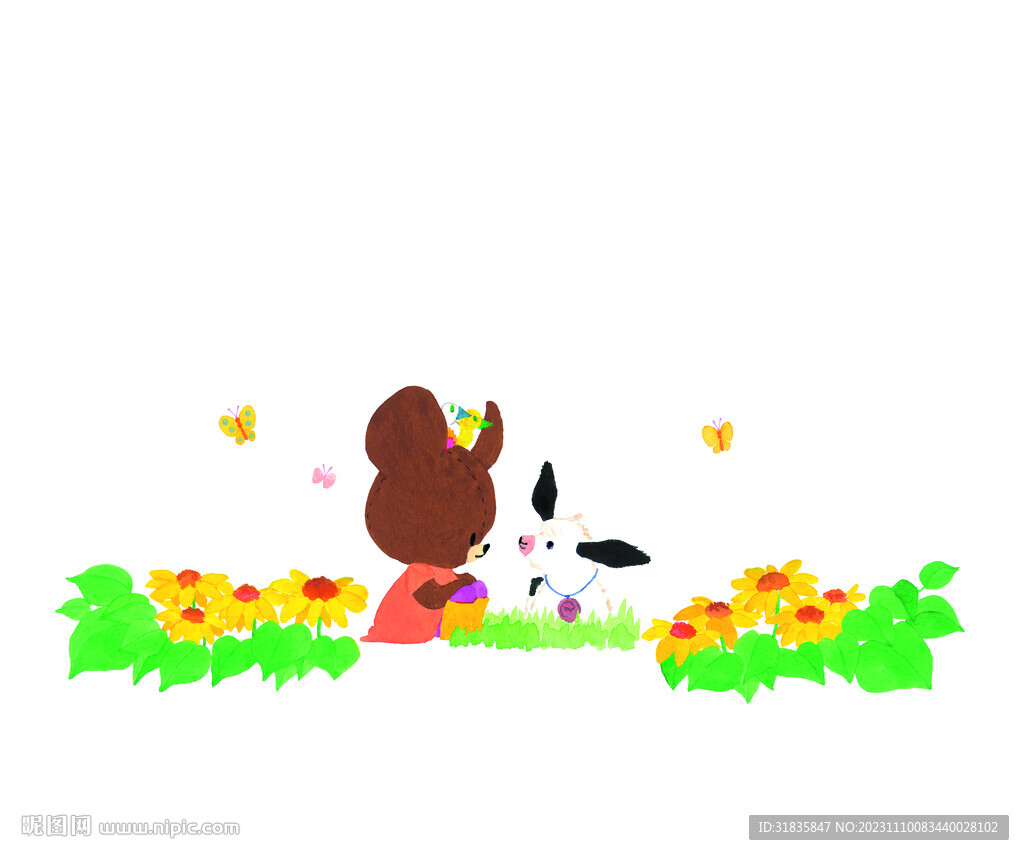 花丛中的小熊