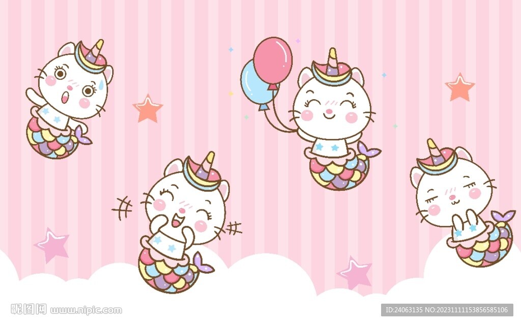卡通粉色兒童背景墻