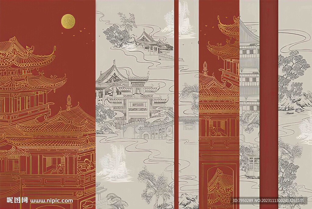 新中式背景墻合層圖片