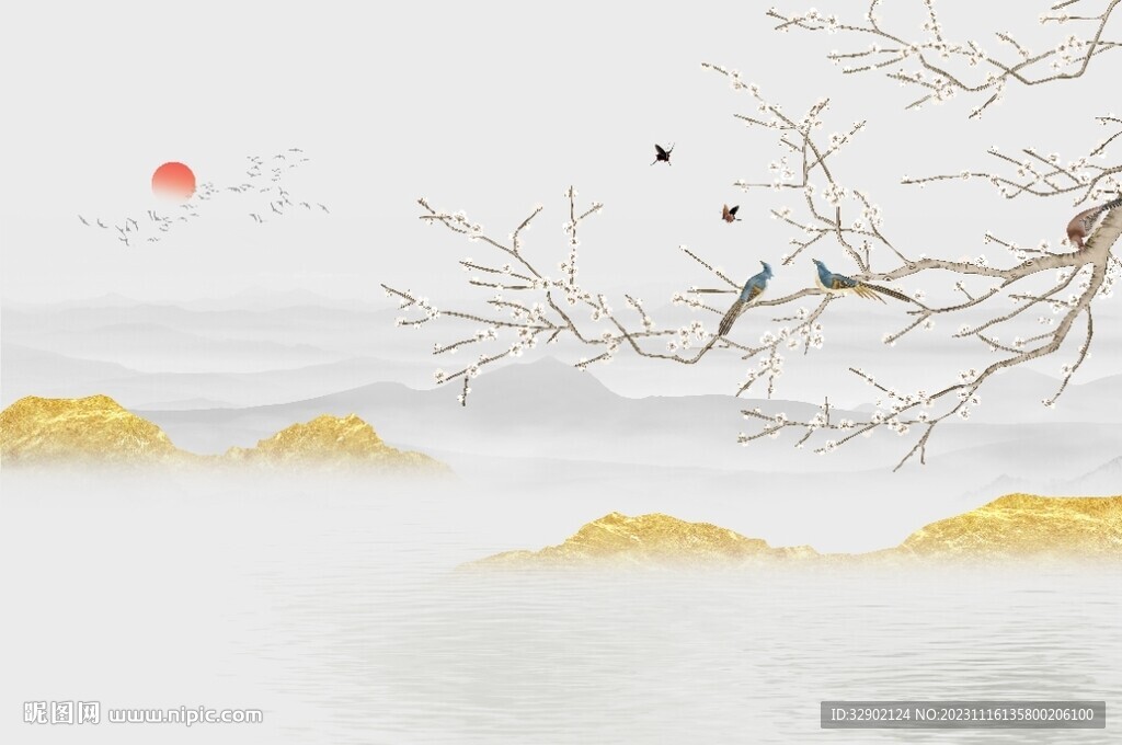 金色山水花鳥