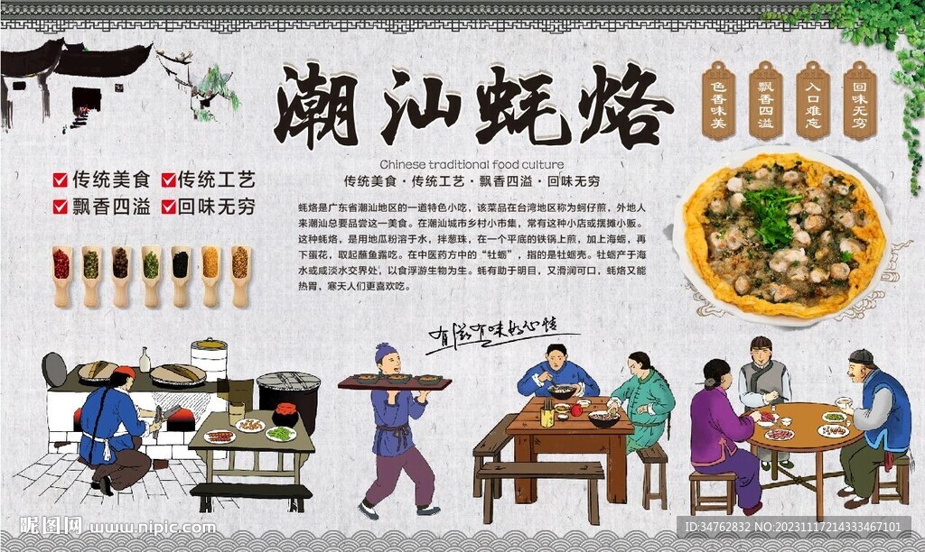 潮汕蠔烙背景