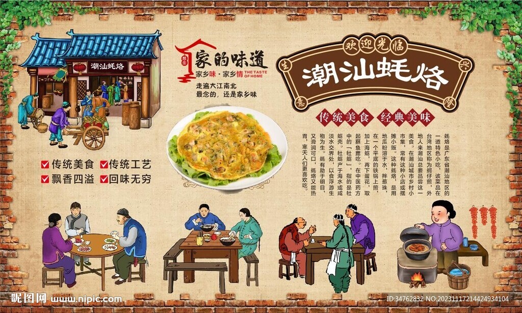 潮汕蠔烙背景