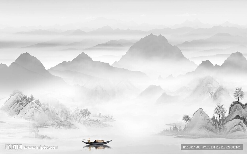 新中式山水背景墻
