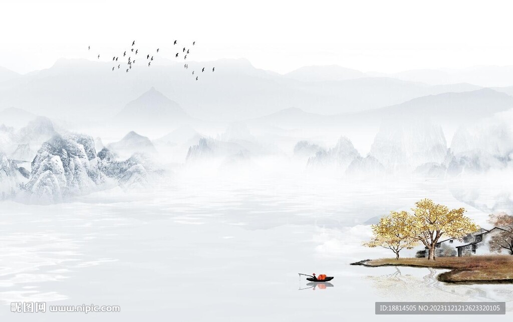 新中式山水背景墻