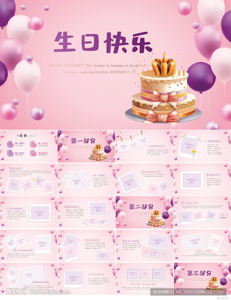 生日快樂生日派對紀念冊PPT