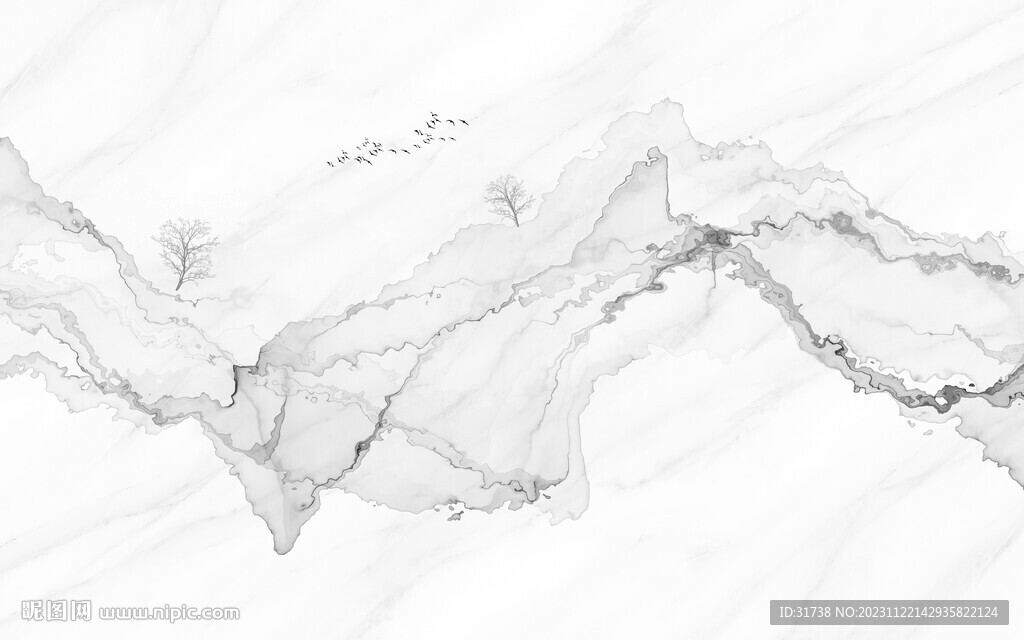 爵士白大理石山水背景墻