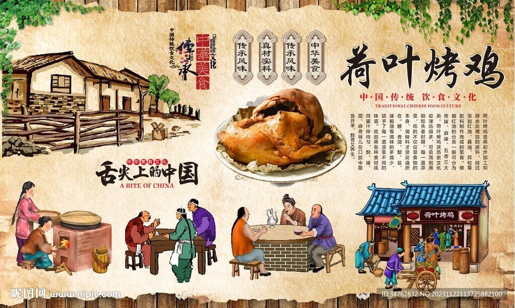 荷葉烤雞背景