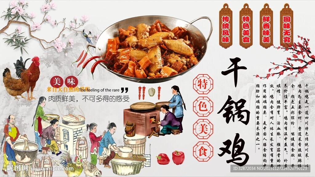 干鍋雞背景墻