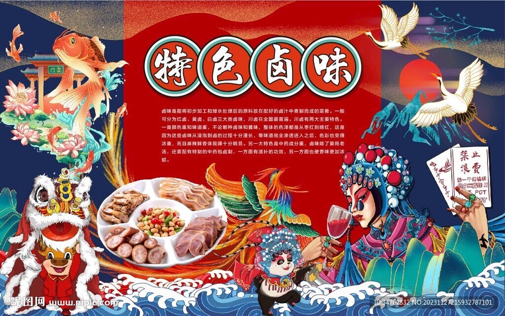 國潮鹵味背景墻