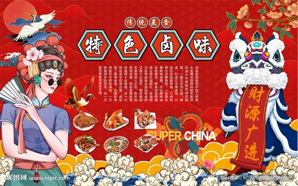 國潮鹵味背景墻