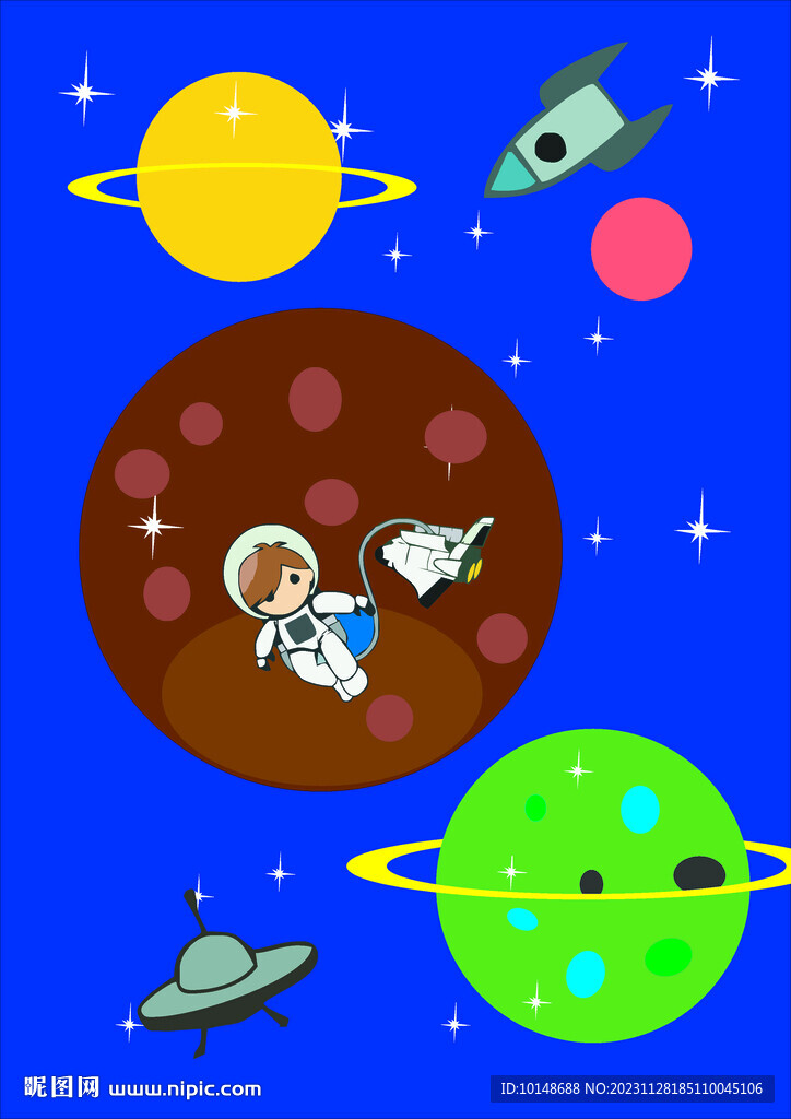 卡通儿童航空太空宇航员梦矢量图