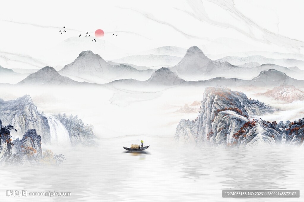 新中式山水国画背景墙