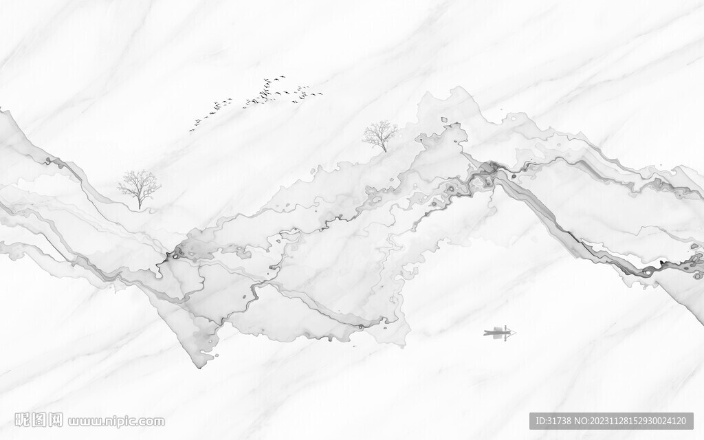 抽象線條水墨大理石背景墻