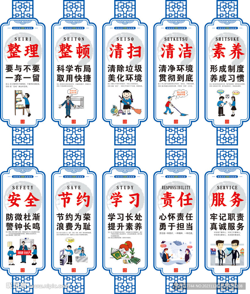 8S10S管理制度標(biāo)語展板海報(bào)