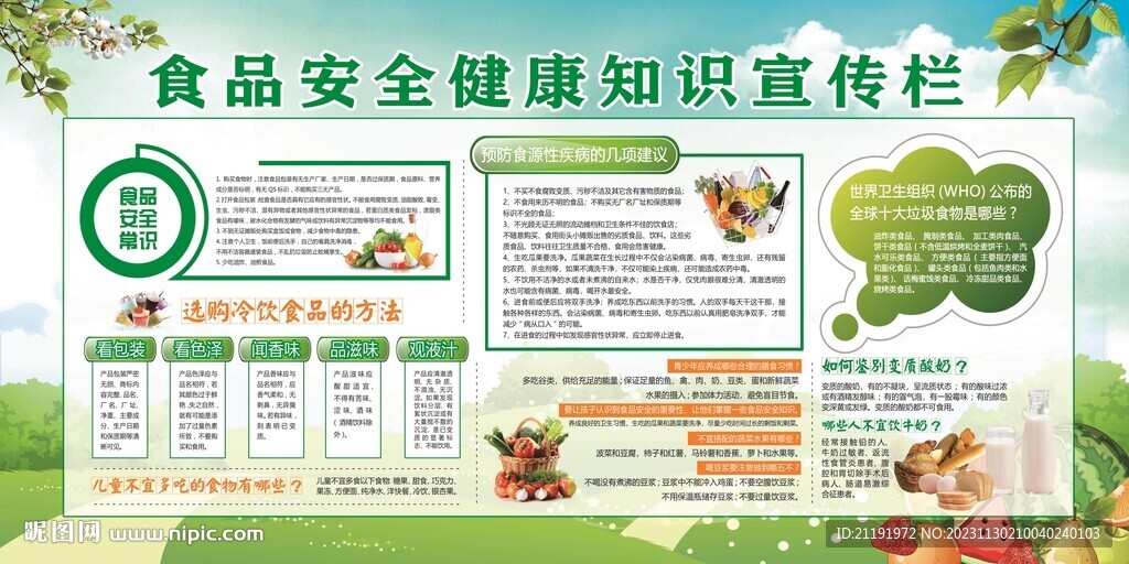 食品安全健康知識(shí)宣傳欄