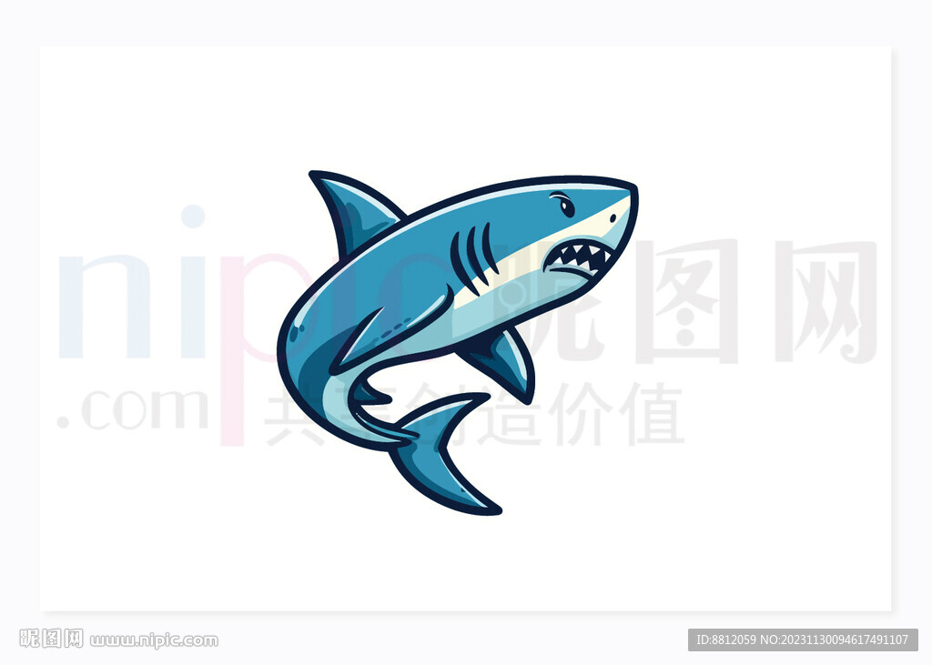 可愛鯊魚扁平設計