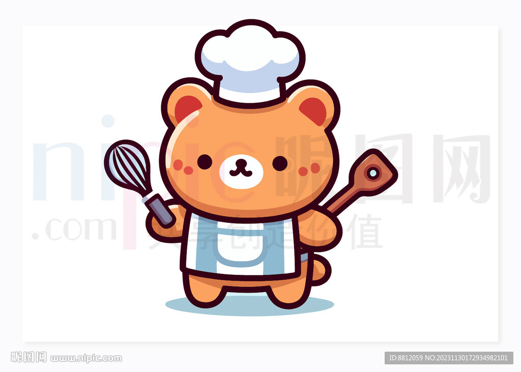 可愛小熊廚師卡通設計