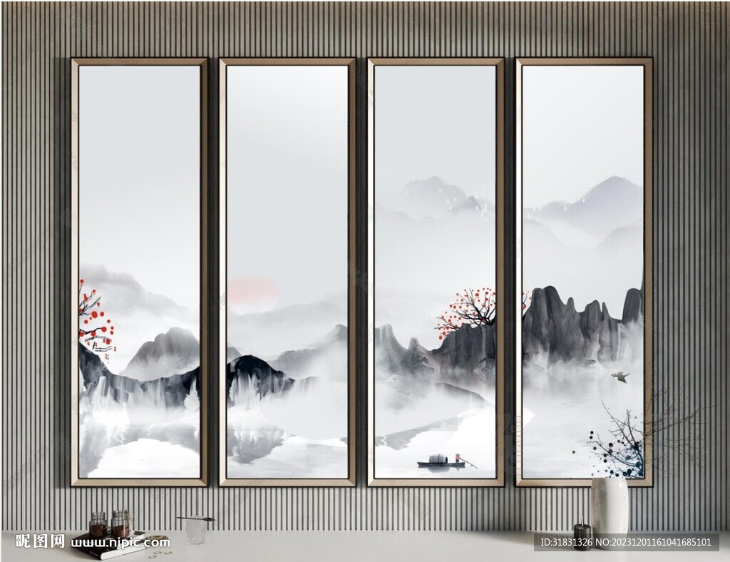 水墨山水掛畫圖片