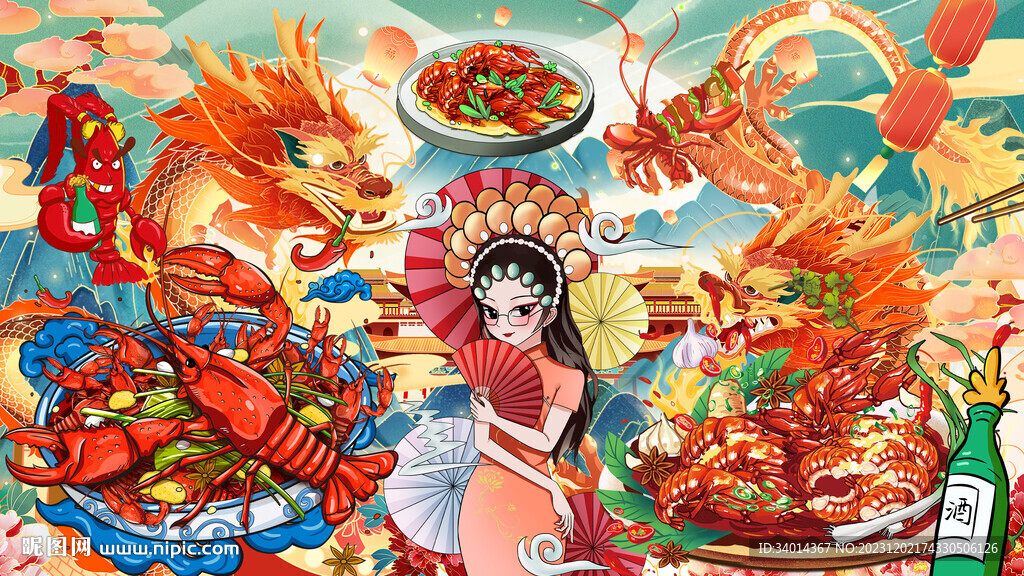 工裝麻辣小龍蝦背景