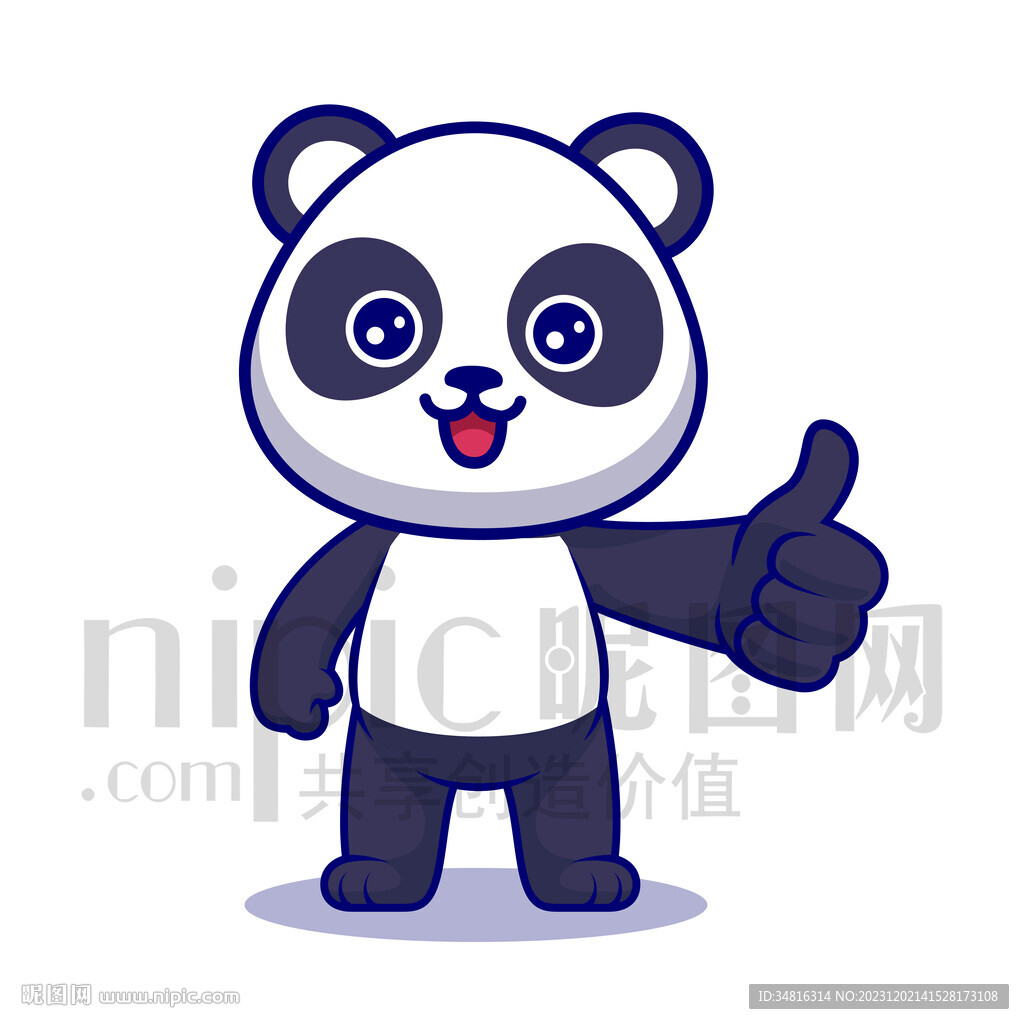 可爱卡通点赞的大熊猫