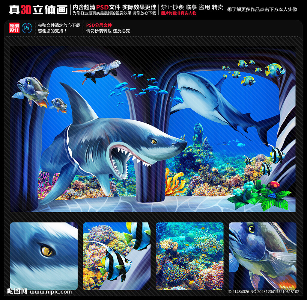 鯊魚立體畫