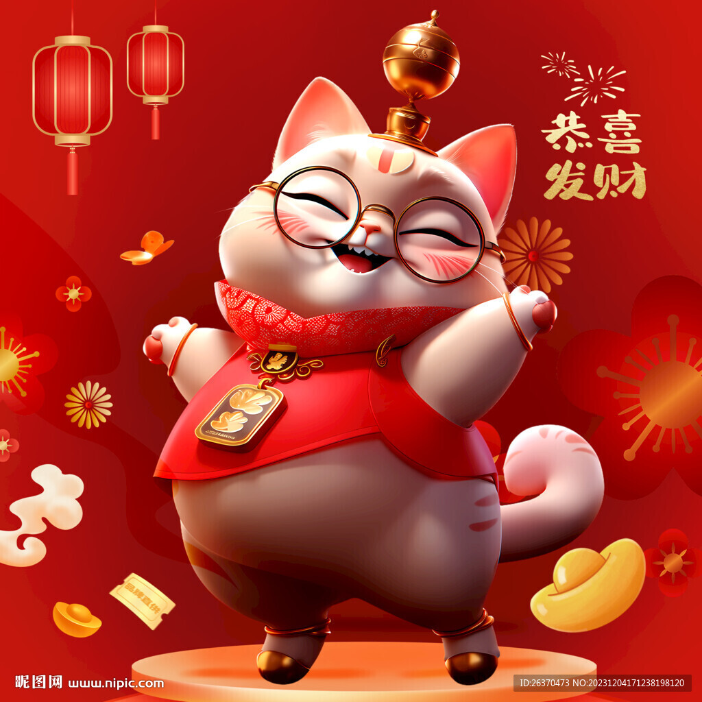 開心的招財貓