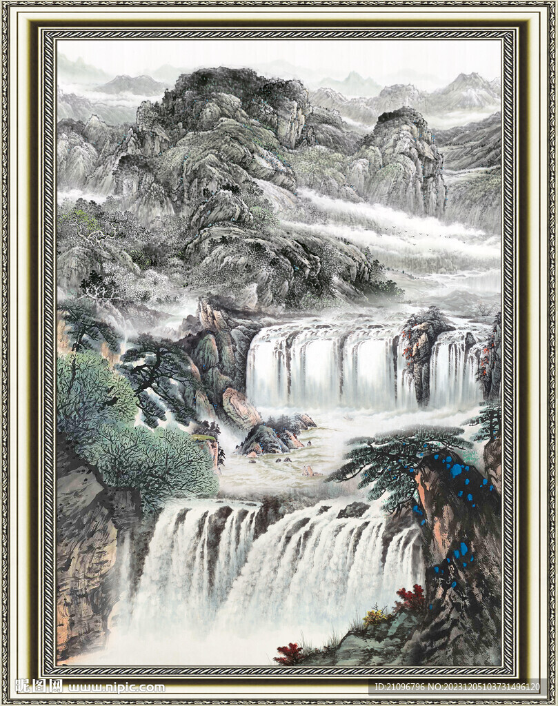 聚寶盆山水畫 