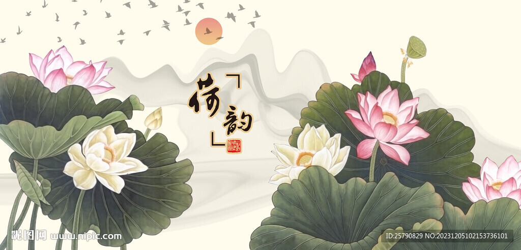 荷花手繪荷花