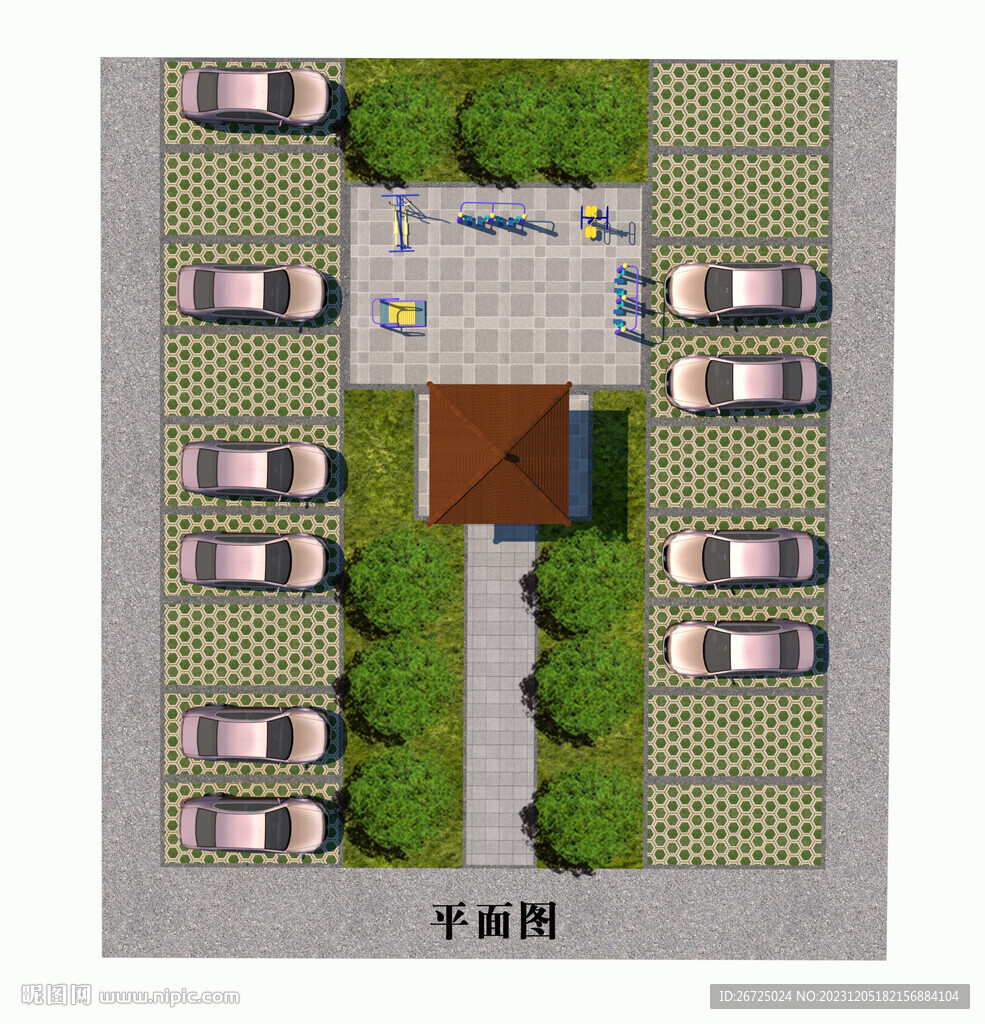 小區(qū)停車場(chǎng)設(shè)計(jì)案例彩色平面圖