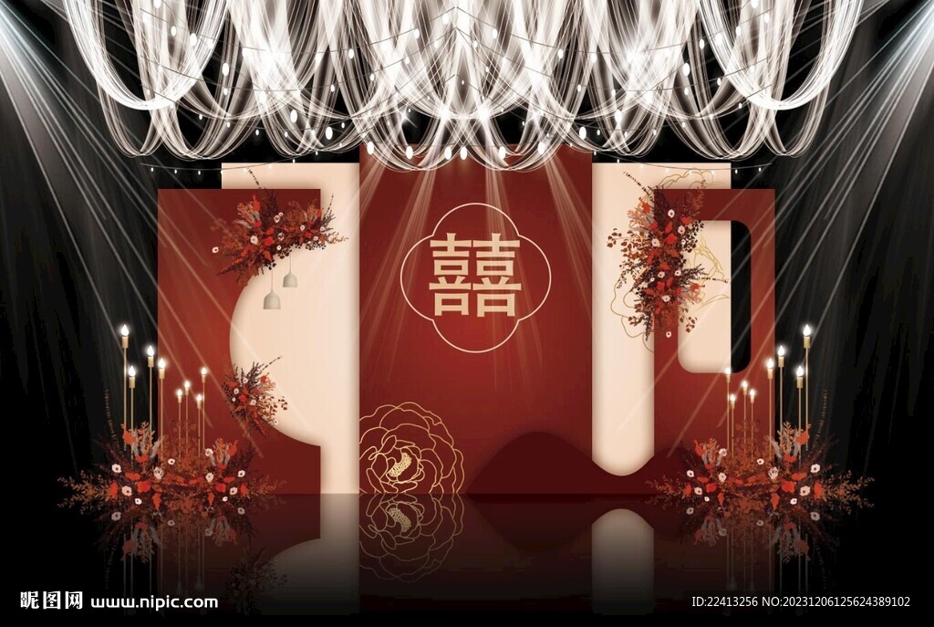 紅色中式婚禮背景
