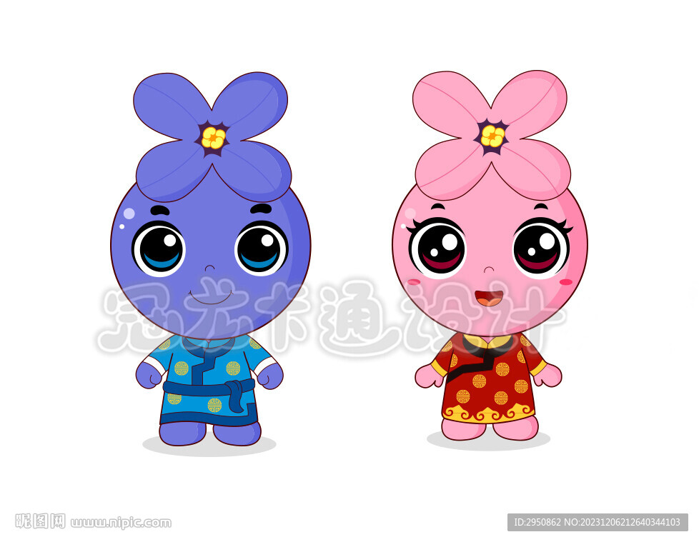 卡通丁香花矢量造型圖