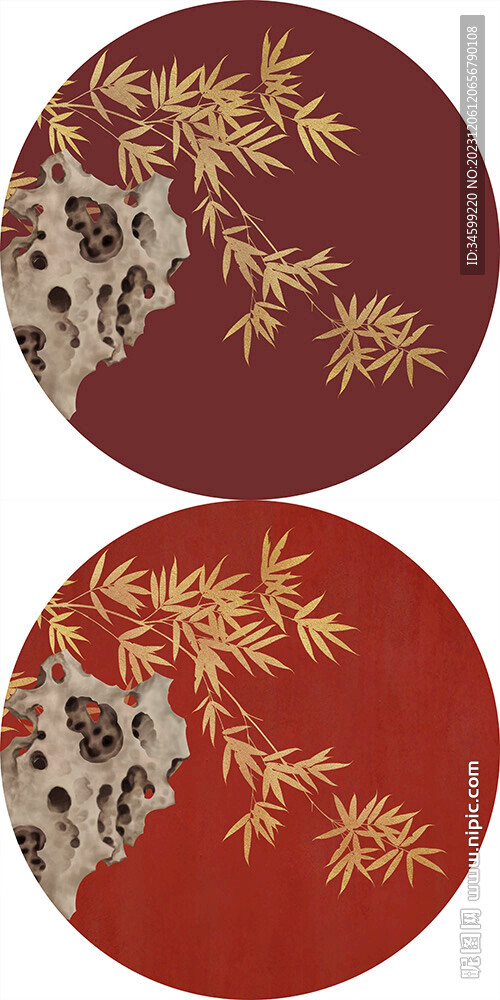 鎏金竹子框画