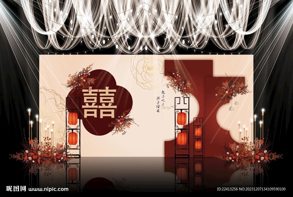 紅色中式婚禮背景