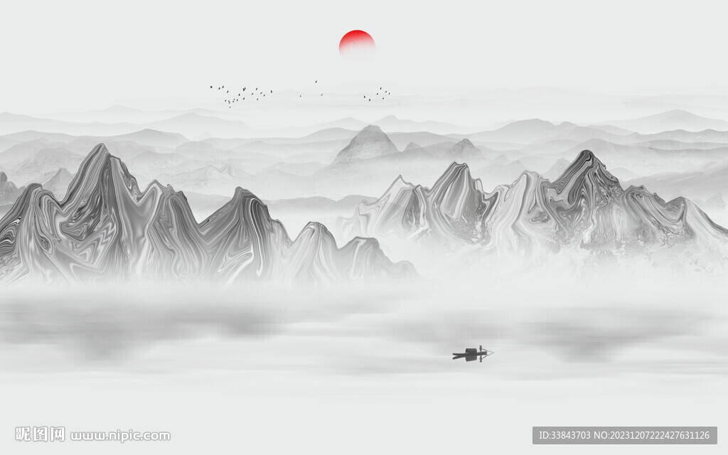 禪意水墨山水畫