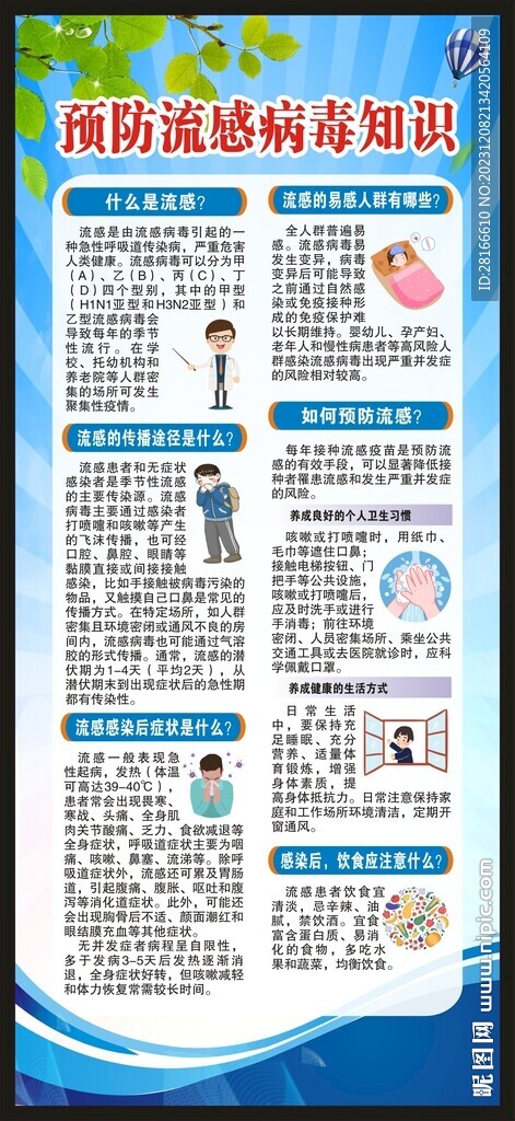 預(yù)防流感知識(shí)展架