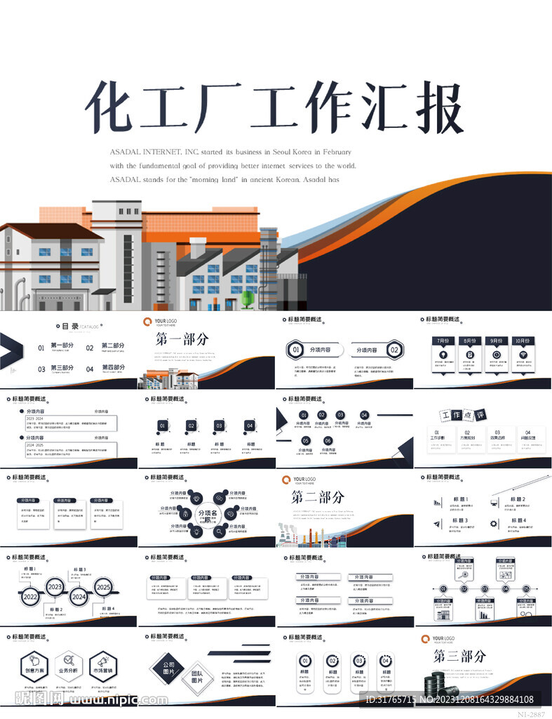 化工厂工作总结汇报PPT模板